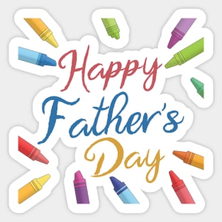 Colorful Happy Father's Day Calligraphy with Crayons Sticker